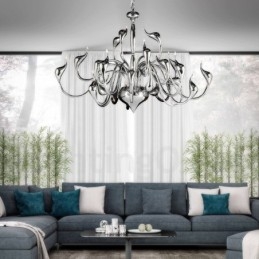 24 אורות מודרנית Swan Chandelier Light G4 נורת ציפוי כרום כלולה