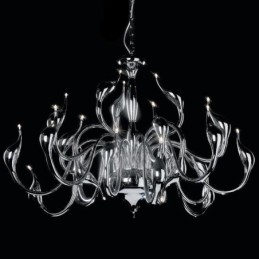 24 אורות מודרנית Swan Chandelier Light G4 נורת ציפוי כרום כלולה