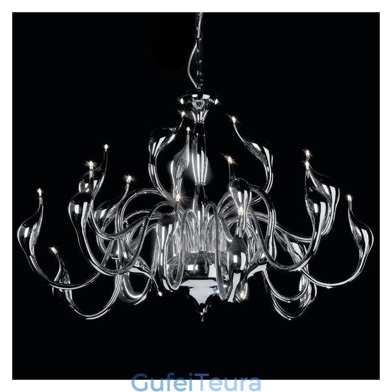 24 אורות מודרנית Swan Chandelier Light G4 נורת ציפוי כרום כלולה