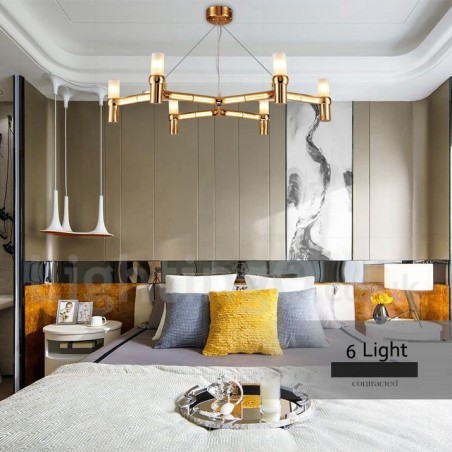 6 אור יחיד שכבה מודרנית עכשווית מנורת נברשת אור