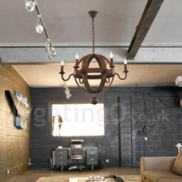 Country Vintage עץ 6 אור מנורת נברשת אור