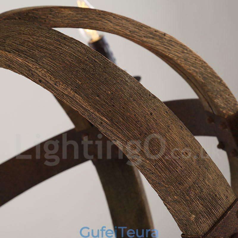 Country Vintage עץ 6 אור מנורת נברשת אור