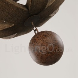 Country Vintage עץ 6 אור מנורת נברשת אור