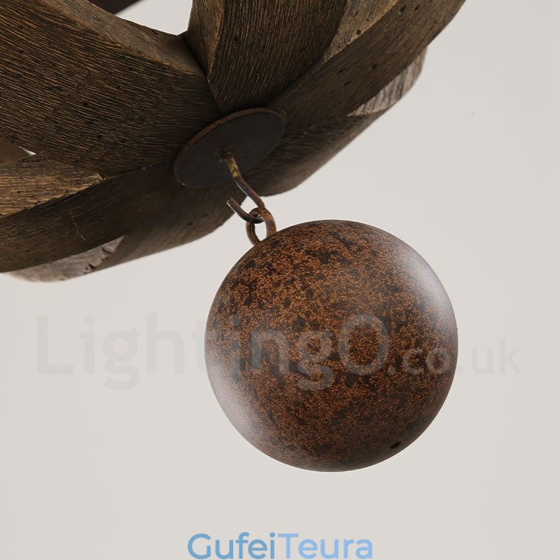 Country Vintage עץ 6 אור מנורת נברשת אור