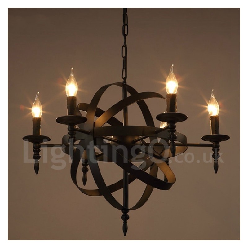 רטרו וינטג' מתכת 6 אור נברשת יחיד שכבתית