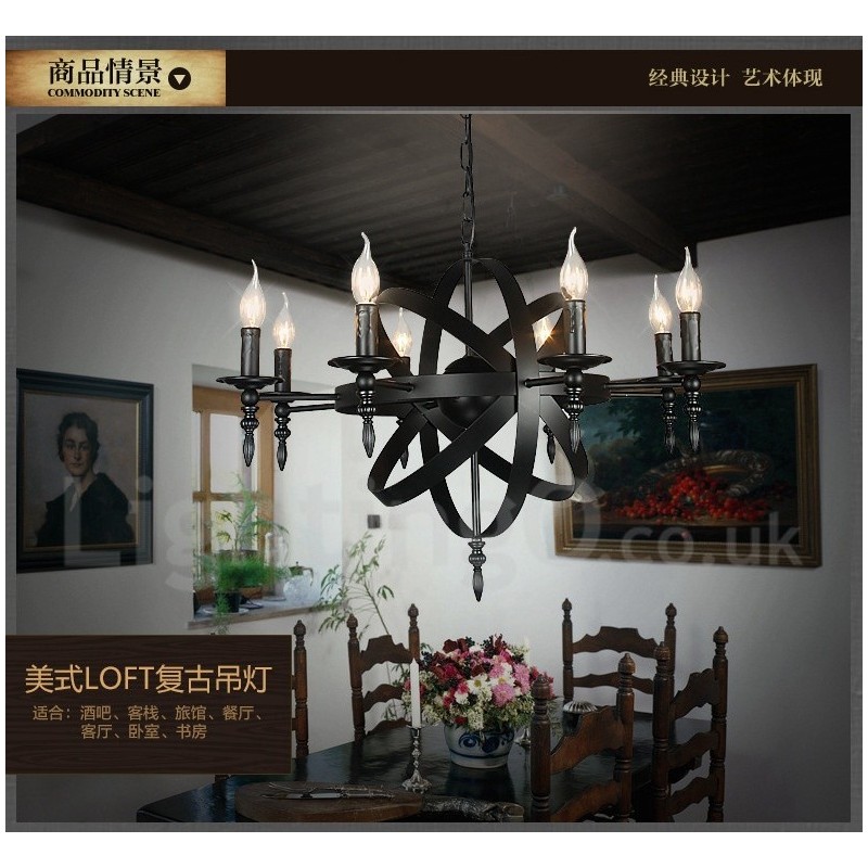 רטרו וינטג' מתכת 6 אור נברשת יחיד שכבתית