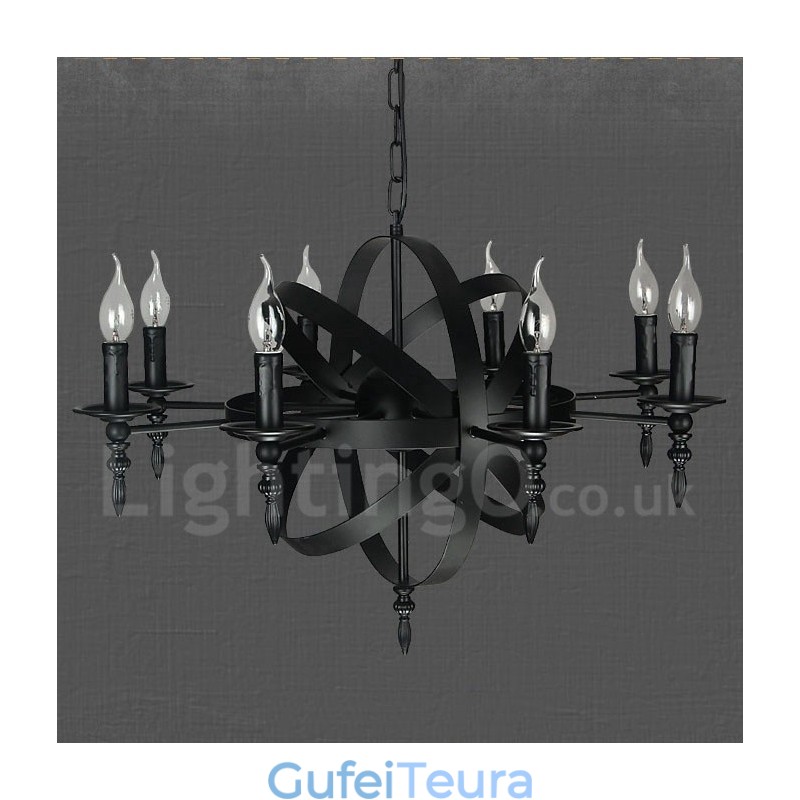 שחור רטרו וינטג מתכת 8 אור נברשת יחיד שכבת אור