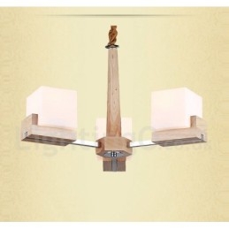 מנורת נברשת מודרנית מעץ מודרנית 3 אור שכבתית אחת