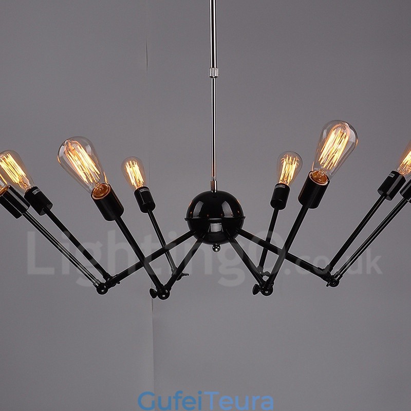 שחור רטרו וינטג מתכת 8 אור נברשת יחיד שכבת אור