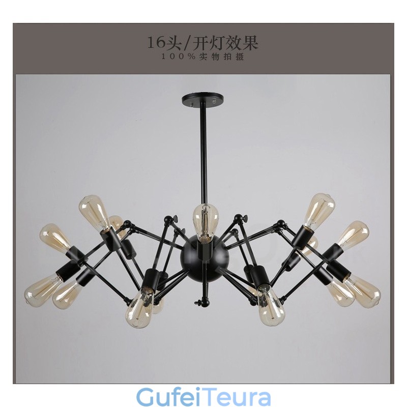 שחור רטרו וינטג מתכת 8 אור נברשת יחיד שכבת אור