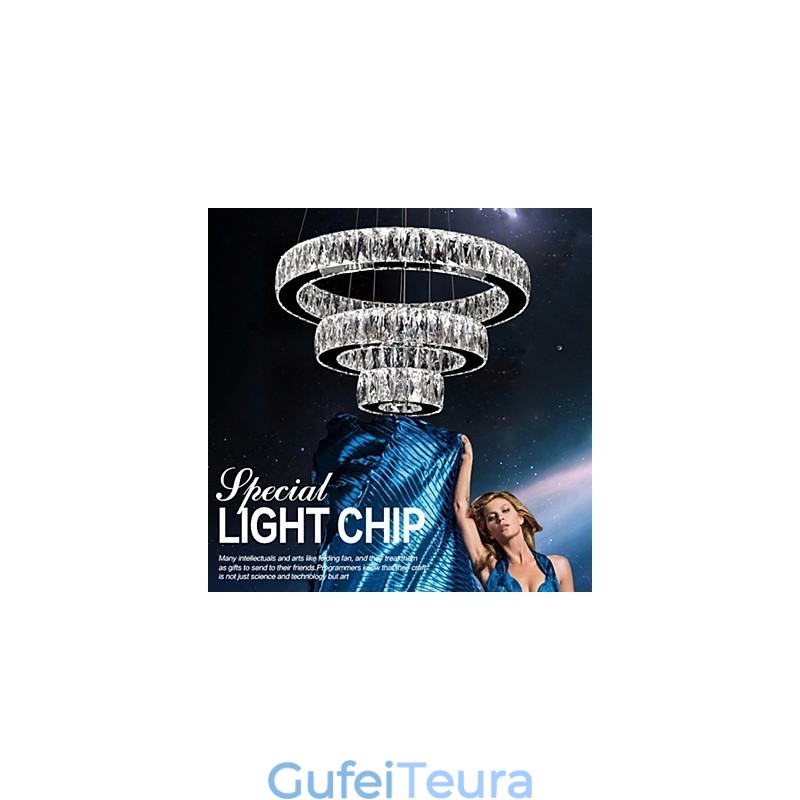 אורות נברשת קריסטל תאורה מודרנית שלוש טבעות D305070 K9 גופי תאורה תקרת קריסטל גדולים