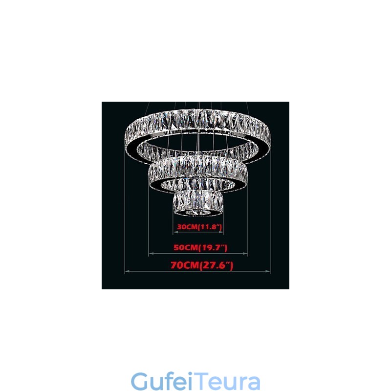 אורות נברשת קריסטל תאורה מודרנית שלוש טבעות D305070 K9 גופי תאורה תקרת קריסטל גדולים