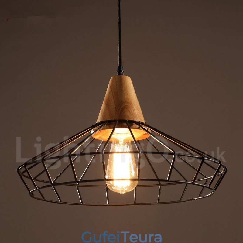 אור תליון עץ מתכת וינטג'