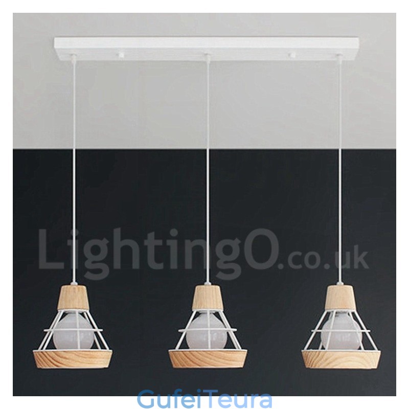 תאורת תליון עץ מתכת אוכל