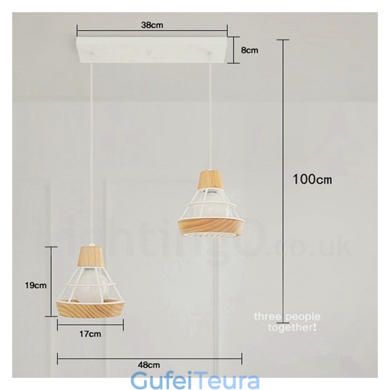 תאורת תליון עץ מתכת אוכל