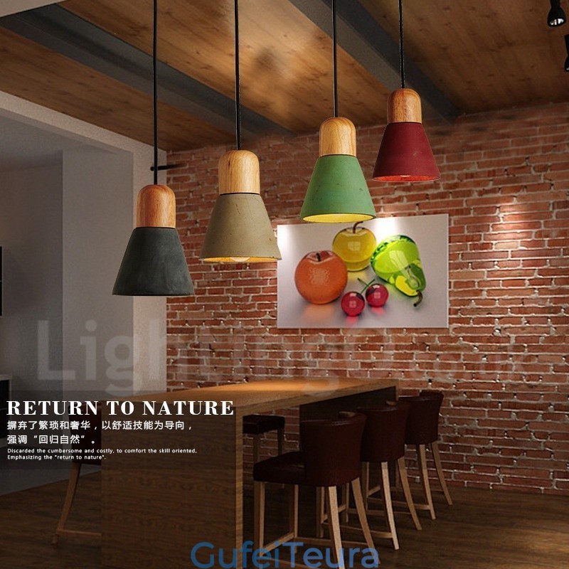 עץ מודרני עכשווי רב צבעים תליון בטון