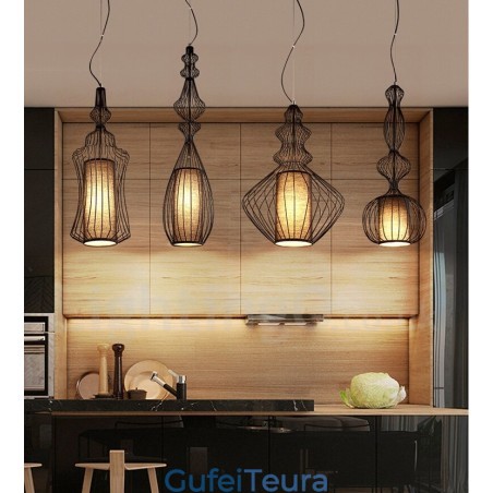 תאורת תליון בצורת אגרטל מתכת וינטג'