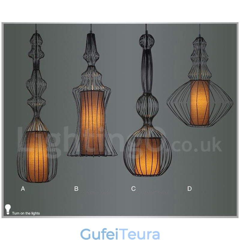 תאורת תליון בצורת אגרטל מתכת וינטג'