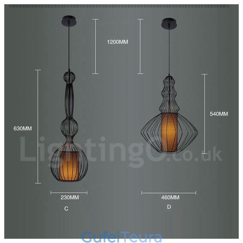 תאורת תליון בצורת אגרטל מתכת וינטג'