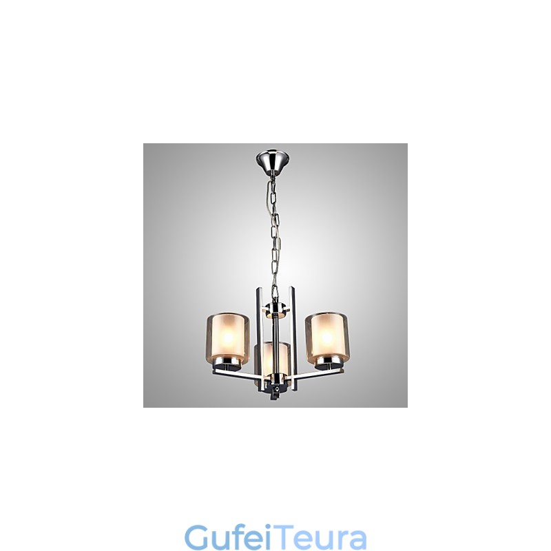 נברשת אלקטרולית מברזל עם גוון זכוכית מנורת הדלקת נרות קלאסית 3 ראשים