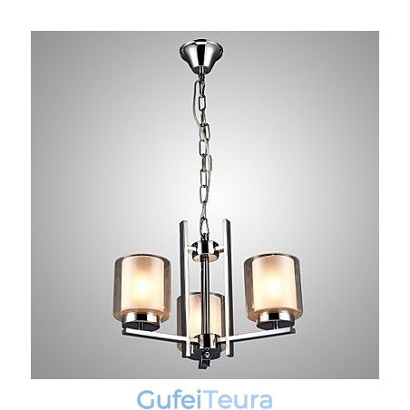 נברשת אלקטרולית מברזל עם גוון זכוכית מנורת הדלקת נרות קלאסית 3 ראשים