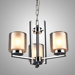 נברשת אלקטרולית מברזל עם גוון זכוכית מנורת הדלקת נרות קלאסית 3 ראשים