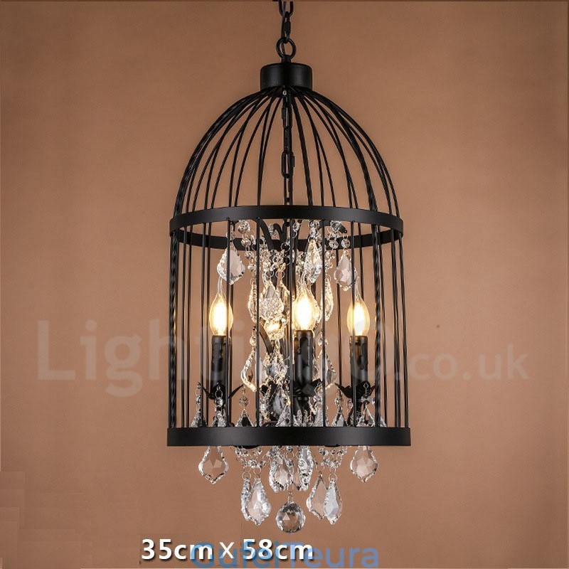 אור תליון לכלוב ציפורים רטרו וינטג' מתכת 4 אור