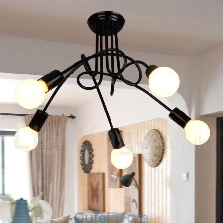 Black Country Metal 5 Light Chandelier Light