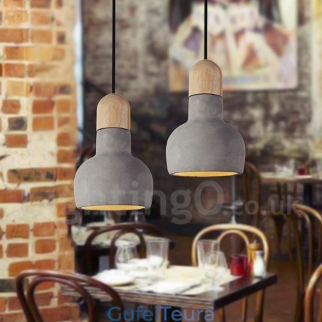 רטרו Vintage Wood Concrte אור תליון אור יחיד רטרו Vintage Wood Concrte אור תליון אור יחיד