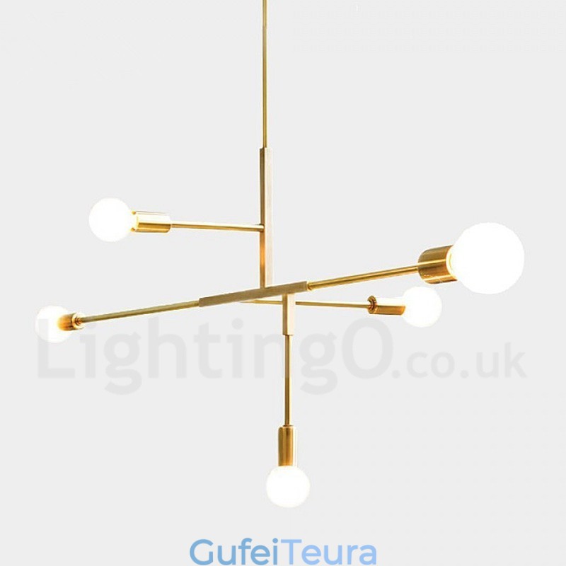 מנורת נברשת מודרנית מודרנית נחושת 5 אור