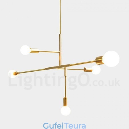 מנורת נברשת מודרנית מודרנית נחושת 5 אור