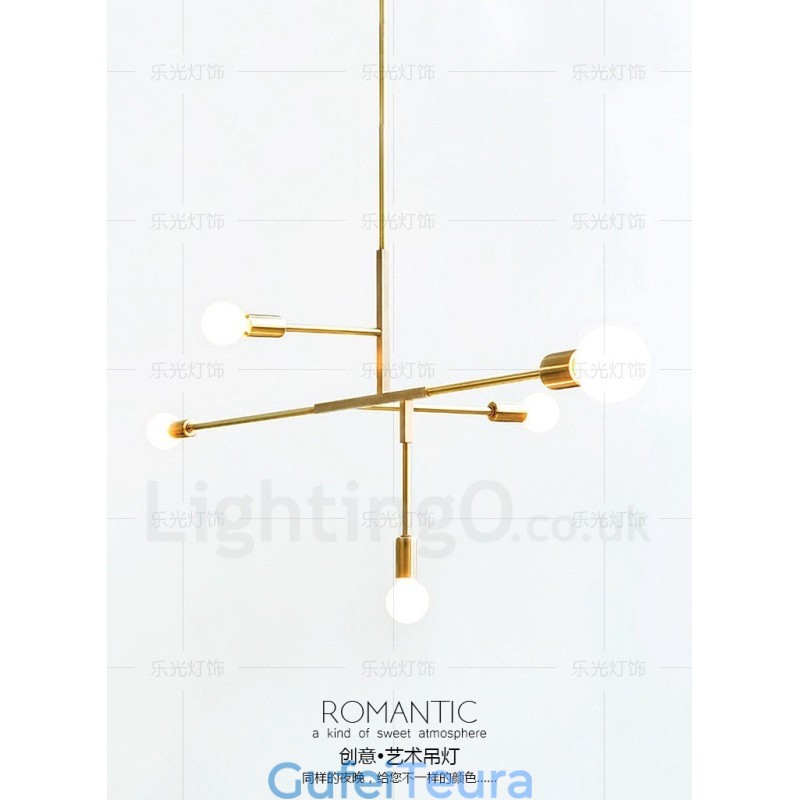 מנורת נברשת מודרנית מודרנית נחושת 5 אור