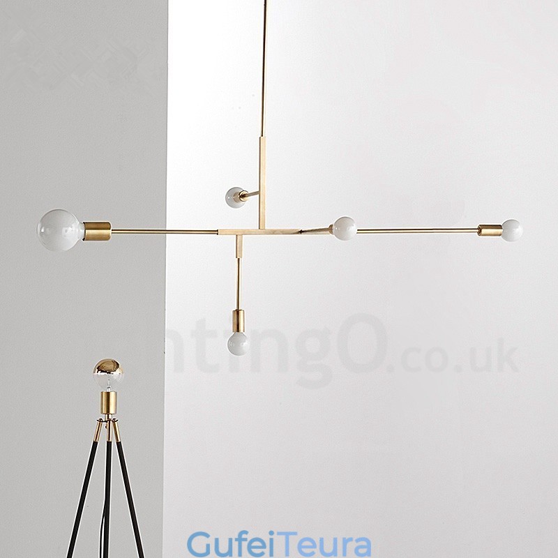 מנורת נברשת מודרנית מודרנית נחושת 5 אור