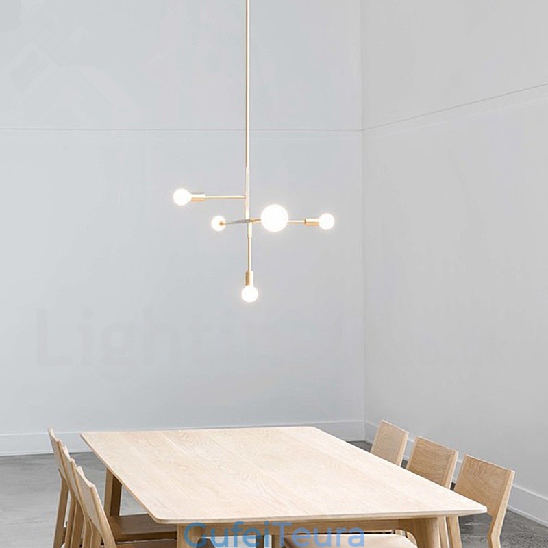 מנורת נברשת מודרנית מודרנית נחושת 5 אור