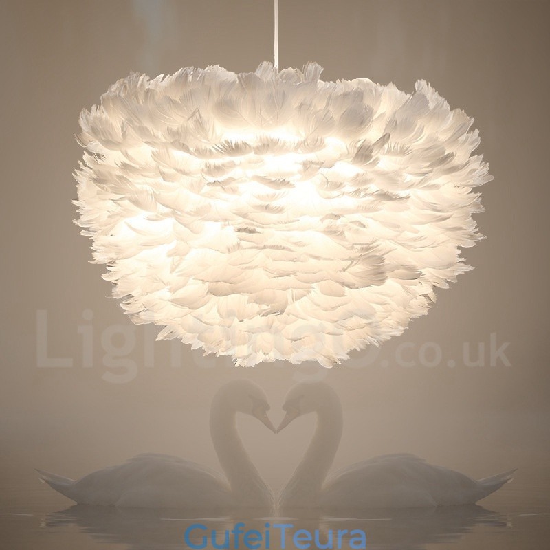 מנורת תליון נוצה לבנה