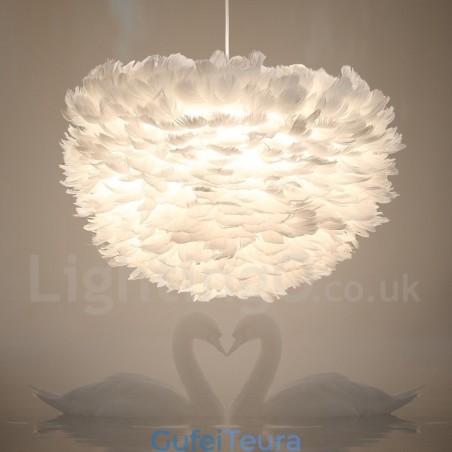 מנורת תליון נוצה לבנה