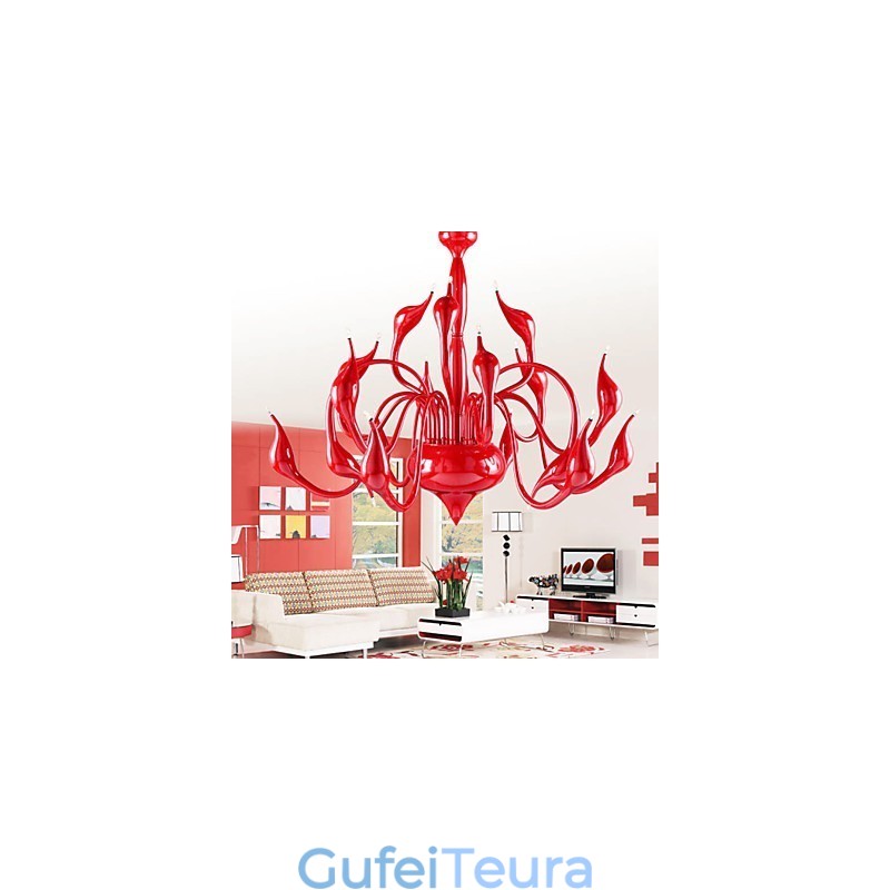 נברשת מודרנית אור 18 אורות G4 ציור אדום