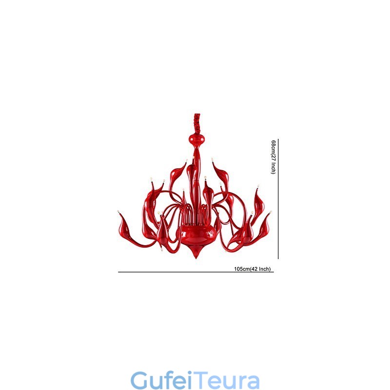 נברשת מודרנית אור 18 אורות G4 ציור אדום