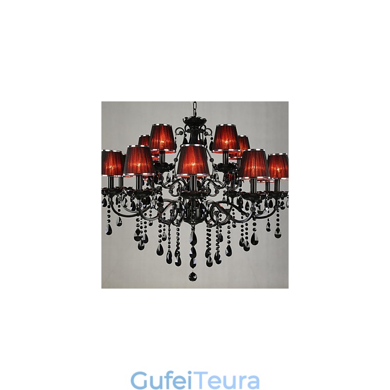 נברשת קריסטל מודרני עכשווי קריסטל 15 אדום בהיר