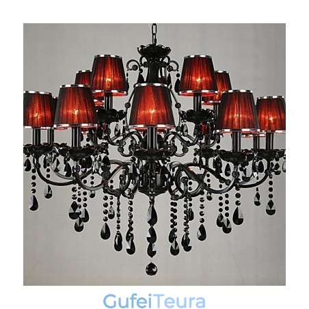 נברשת קריסטל מודרני עכשווי קריסטל 15 אדום בהיר