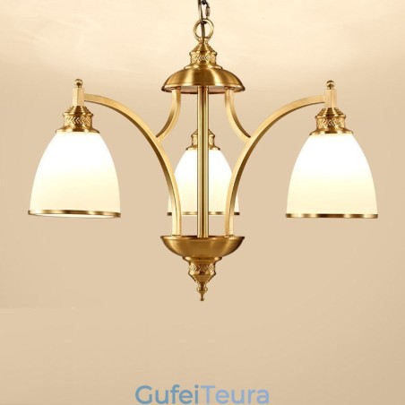 3 אור כפרי לודג' משולבת מתכת נחושת נברשת