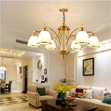 6 אור כפרי לודג' משולבת מתכת נחושת נברשת