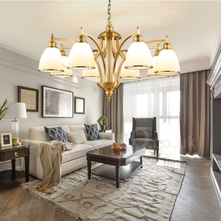 8 אור כפרי לודג' משולבת מתכת נחושת נברשת