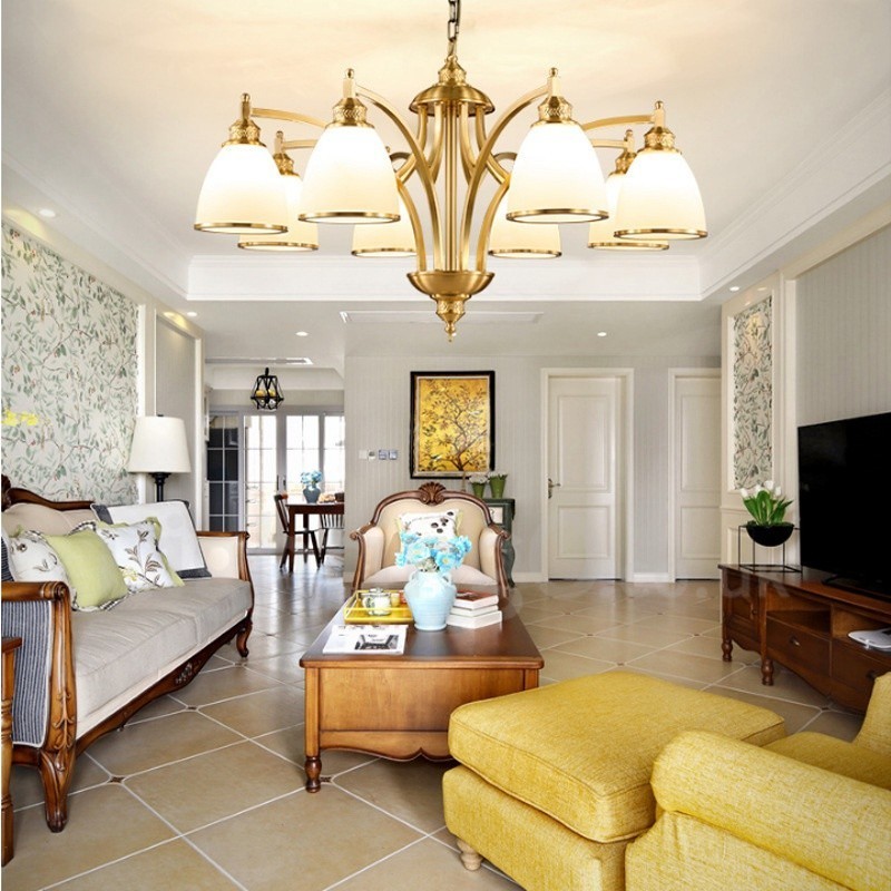 8 אור כפרי לודג' משולבת מתכת נחושת נברשת