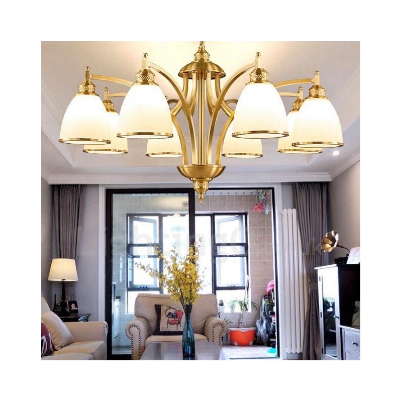 8 אור כפרי לודג' משולבת מתכת נחושת נברשת