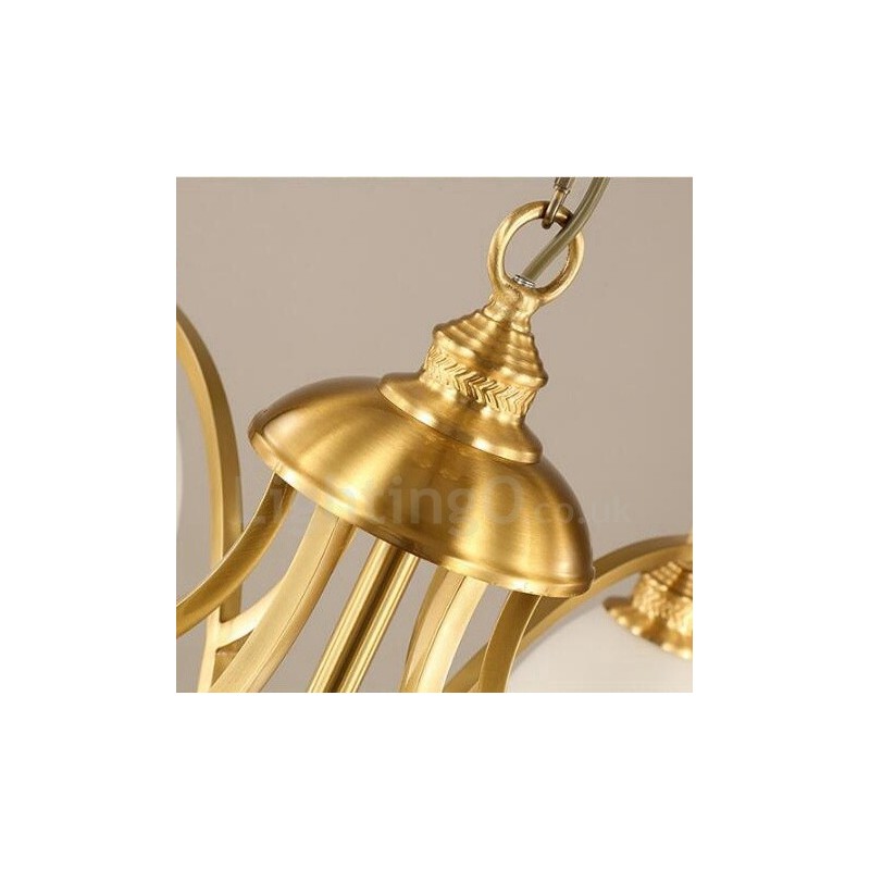 8 אור כפרי לודג' משולבת מתכת נחושת נברשת