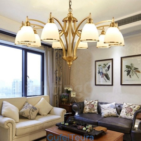 10 אור כפרי לודג' משולבת מתכת נחושת נברשת