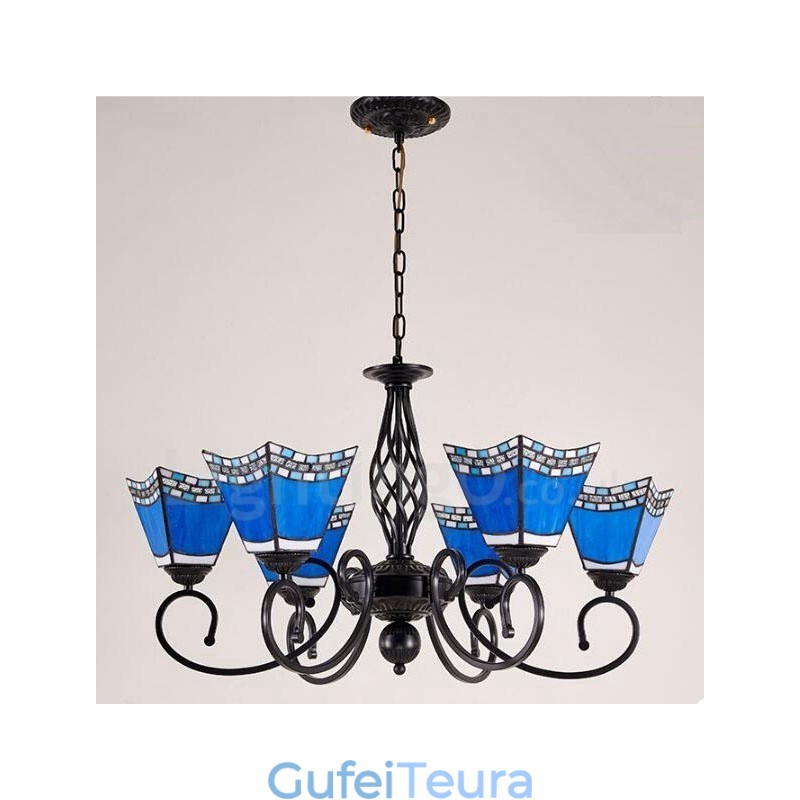 6 נברשת מתכת משולבת בסגנון ים תיכוני קל