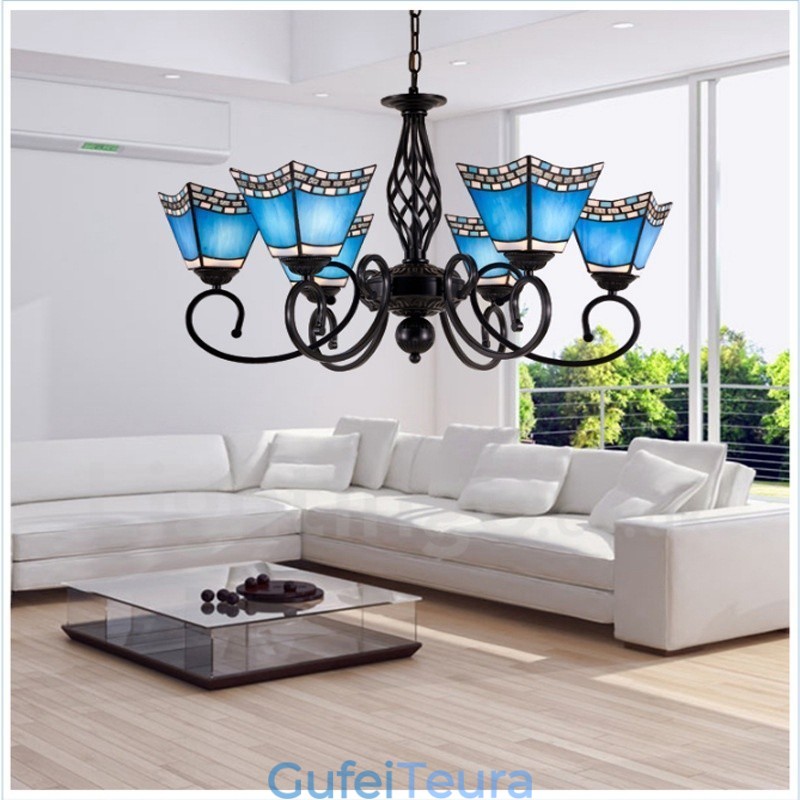 6 נברשת מתכת משולבת בסגנון ים תיכוני קל