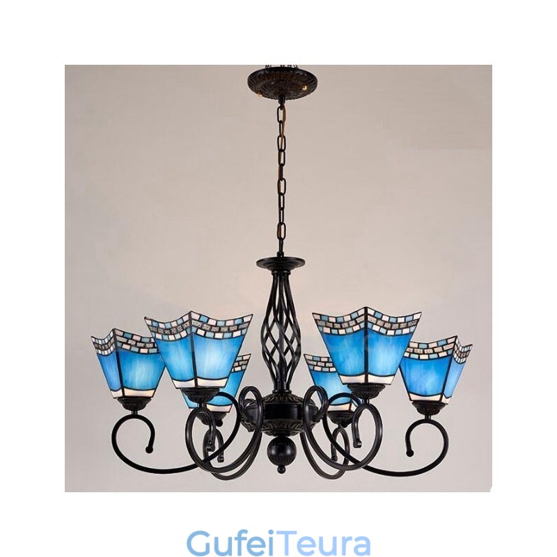 6 נברשת מתכת משולבת בסגנון ים תיכוני קל